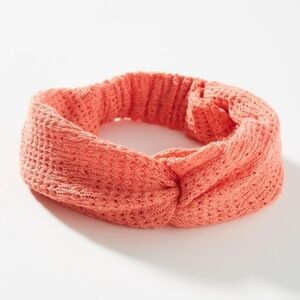 Anthropologie Otis Coral Waffle Turban Headband